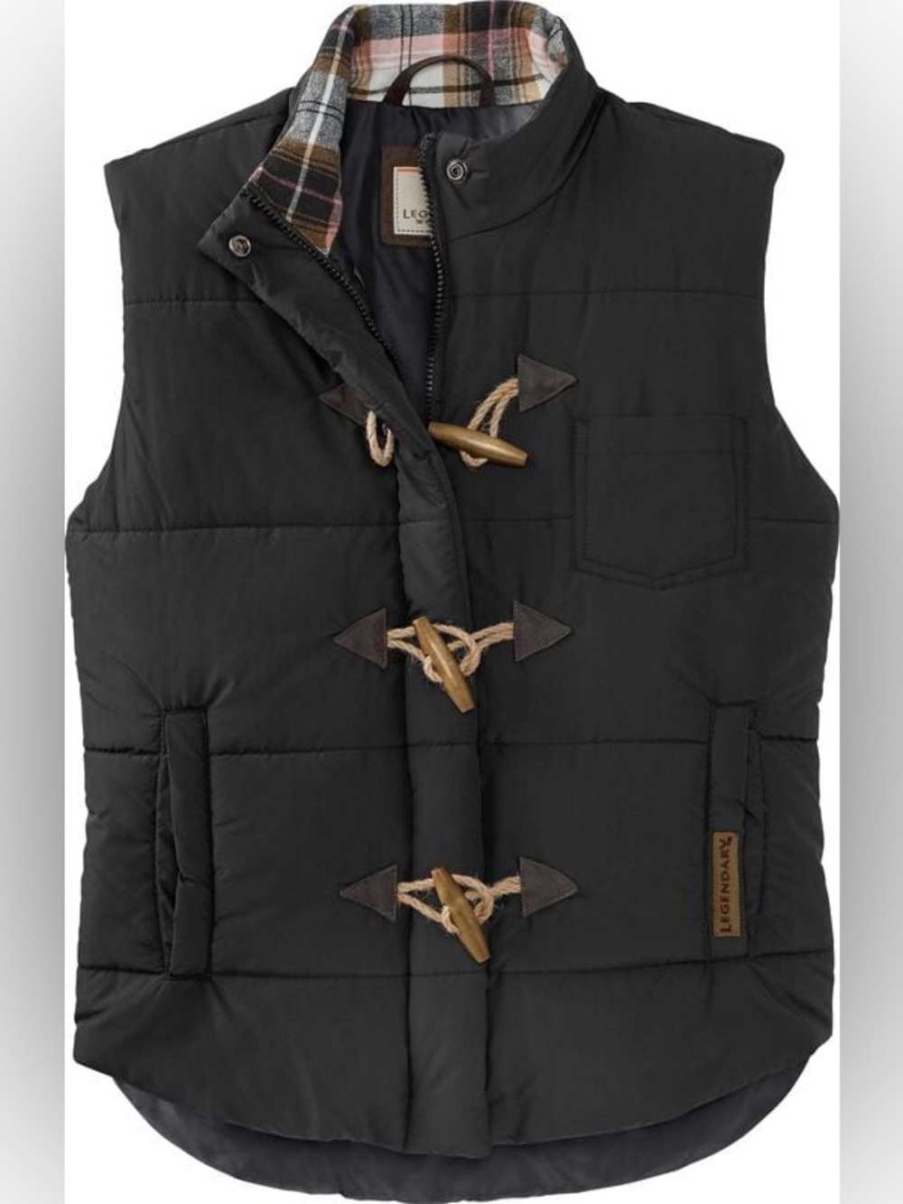 Legendary Whitetails Black Puffer Vest with Toggle Closures Size Small Medium